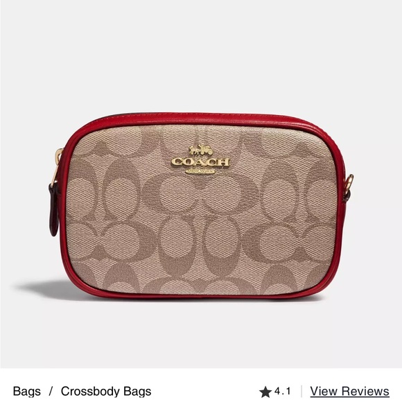 Coach Red and Tan Signature Convertible Belt Bag Crossbody Set - Picture 2 of 10